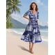 thumbnail image 4 of Vestido midi YESNO de verano con estampado floral con cuello en V y manga abullonada S EVX CR459, 4 of 4