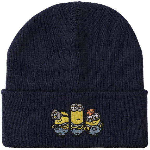 Minions Bob Kevin And Stuart Embroidery Acrylic Knit Standard Cuff Beanie