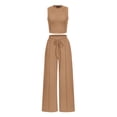 thumbnail image 1 of Conjunto de Ropa Casual para Mujer PRETTYGARDEN Top Corto Camel XL, 1 of 8