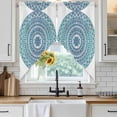 thumbnail image 3 of Swag Valance Curtains for Windows, Turquoise Boho Light Filtering Kitchen Curtains with Rod Pocket, Retro Ethnic Teal Geometric Aesthetic Window Treatment Valances for Living Room, 36x63 - 2 PCS, 3 of 9