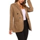 thumbnail image 4 of Blazer de ante sintético Inspire Chic para mujer, chaqueta de traje de doble botonadura con solapa, talla XL, marrón claro, 4 of 6