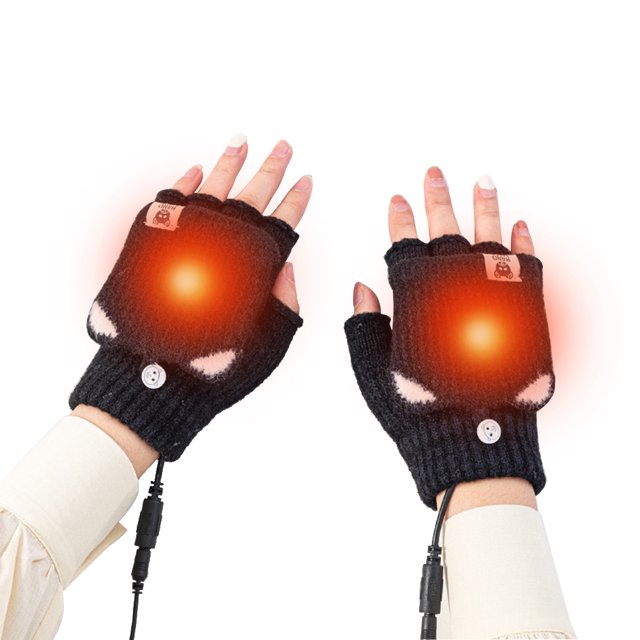 Usb Para Hombres Y Mujeres, Guantes Cálidos De Invierno Para Ordenador Portátil, Forrados Con Forro Polar, Guantes Sin Dedos Calefactables Con Medias Manos, Diseño Lavable Scienceny HA046555-01