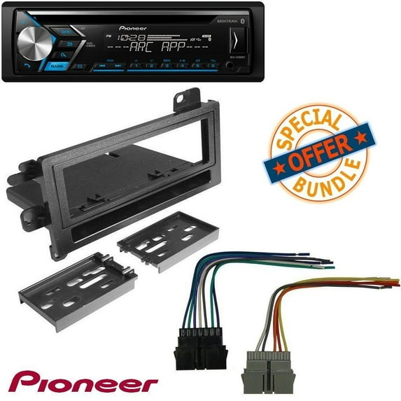 Pioneer DEH-S4000BT Single 1 DIN CD MP3 Player Bluetooth MIXTRAX USB AUX W/ Metra 99-6000 Single DIN Installation Kit for 1974-2003 Chrysler, Dodge, Eagle, Jeep, and Plymouth Vehicles