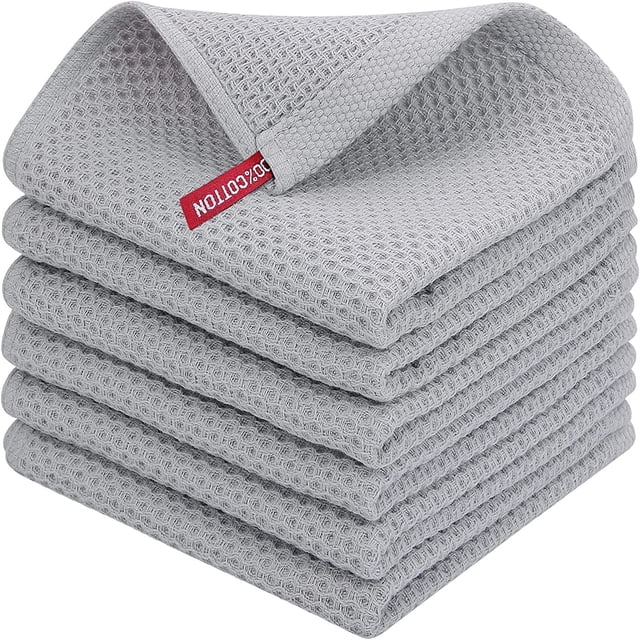 ¡Campaña con descuento!Paños de cocina de algodón – Paños de cocina suaves y absorbentes – Paquete de 6 trapos de secado rápido – Paños de cocina de 13 x 13 pulgadas para lavar platos de cocina