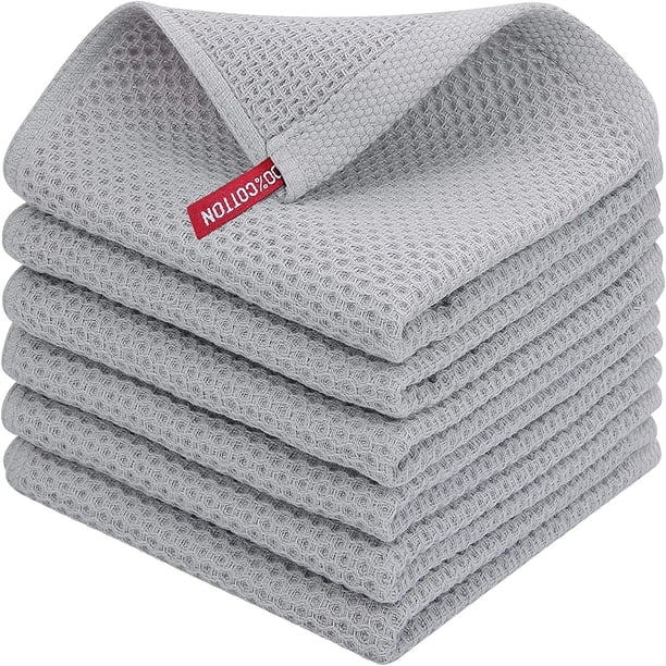 Cheap!Maojin Paños de cocina de algodón – Paños de cocina suaves y absorbentes – Paquete de 6 trapos de secado rápido – Paños de cocina de 13 x 13 pulgadas para lavar platos de cocina