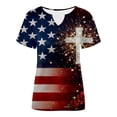 thumbnail image 3 of HCYSFG Women Patriotic 4th of July Tee Fashion Regular Fit Notch Neck Top Classic 250th Anniversary USA Shirt American Flag Cross T-Shirt, 3 of 3