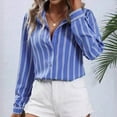 thumbnail image 2 of COMVALUE Women 2026 Striped Long Sleeve Dress Shirts Collared Office Work Blouses Button Up Tops (BU1, M), 2 of 5