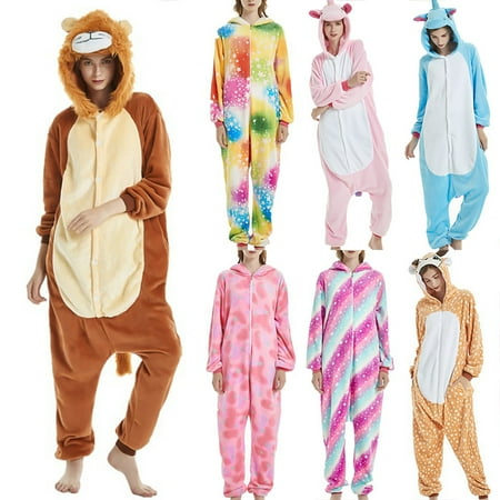 Anime Jumpsuit Womens Fleece Printed Onesie, Hooded Footed Jumpsuit Pajamas Sleepwear Fleece Animal Cute for Women ()