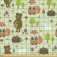 thumbnail image 2 of Ambesonne Cartoon Fabric by the Yard Upholstery, Happy Fun Forest Animals, 3 Yards, Multicolor, 2 of 5