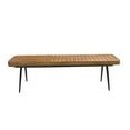 thumbnail image 1 of Benjara BM242105 Bench with Tufted Leatherette Seat and Metal Legs, Brown, 1 of 5