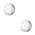 thumbnail image 2 of Wosthever 6 LEDs Sensor PIR Luz Armario Armario Dormitorio Lámpara de noche LED Gabinete Luz de noche para armario Escaleras Cocina Concha redonda plateada luz blanca. 2Conjunto, 2 of 6