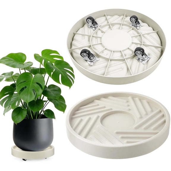 LANDLIT 2 Pcs Plant Caddy with Hidden Wheels, 12" Rolling Plant Stand 165 LBS Heavy Duty with Hidden 360 ° Rotating Silent Wheel Wheels for Outdoor Indoor Large Plant Pots, Flower Pot, Patio