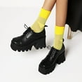 thumbnail image 4 of Platform Boots for Women Shinny Waterproof Classic Lace-up Leather Shoes Ankle Boots, 4 of 5