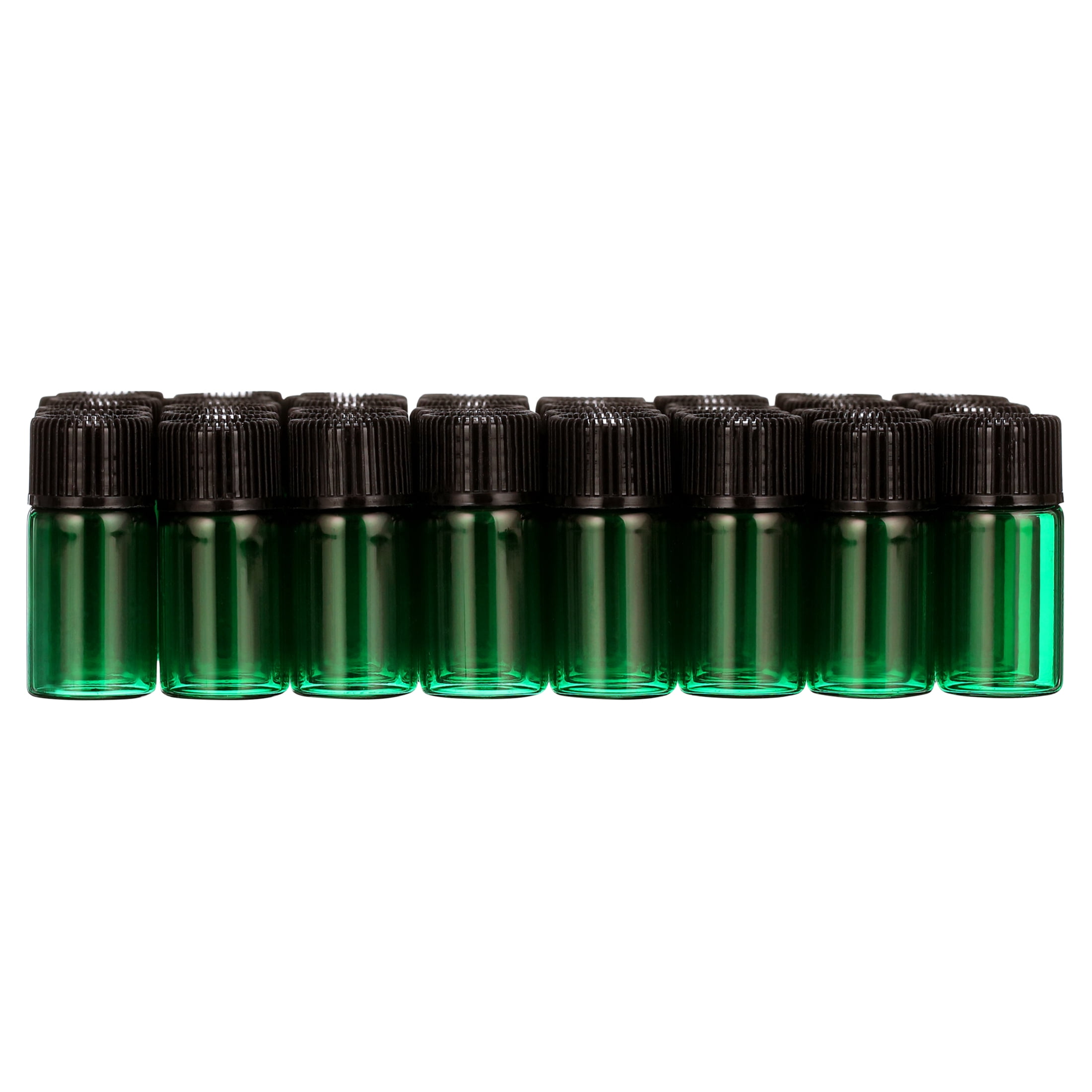 Glass Essential Oil Bottle 50pcs 3ml Small Sample Jars with Orifice Reducers for Dispensing Reagent Sample Perfume Essential Oil,Green