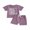 Purple, variant on Kids Baby Toddler Girls Shorts Clothing Set, 6 12 18 24 Months 2T 3T 4T Short Sleeve Crew Neck Letters Print T-shirt with Shorts Summer Outfit