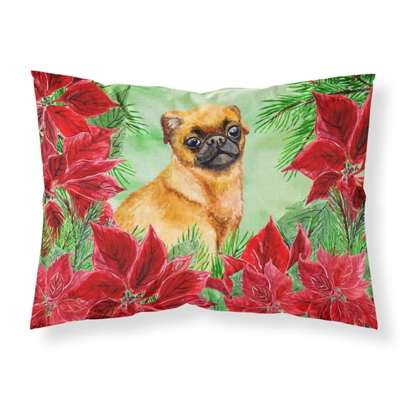 Small Brabant Griffon Poinsettas Fabric Standard Pillowcase