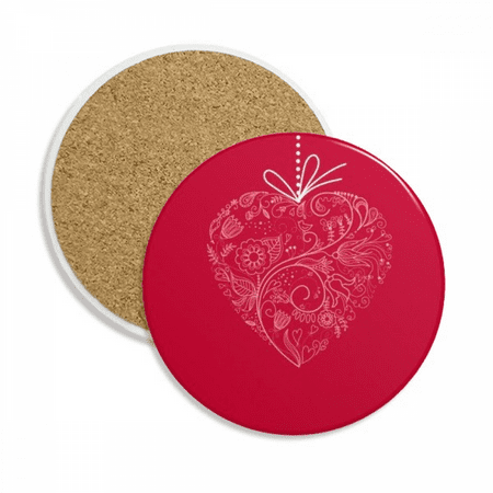 

Heart Shaped Flowers Vines Valentine s Day Coaster Cup Mug Tabletop Protection Absorbent Stone