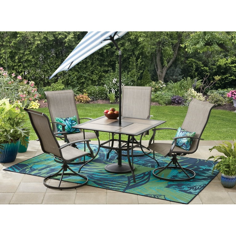 abba patio 9ft patio umbrella Abba Patio 9ft Outdoor Patio Umbrella, Push Button Tilt and Crank, 8 Ribs, Black & Cream Stripe