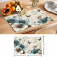 thumbnail image 6 of Teal Tulip Butterfly Placemats Set of 6 Turquoise Floral Farmhouse Beige Place Mats Indoor Wipeable Table Mats Washable Cloth Dining Table Placemats for Kitchen Holiday Party Home Decor 13x19 Inch, 6 of 9
