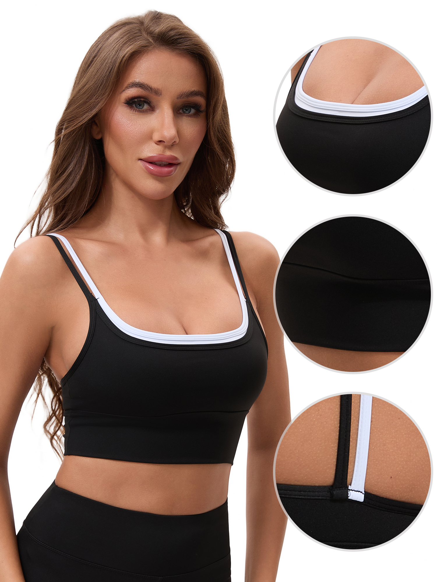 Unique Bargains Women's Full Coverage Workout Padded Sports Bras M Black
