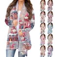 thumbnail image 4 of Women's Fashion Christmas Print Jacket, Long Sleeve Casual Cardigan Coat for Everyday Wear and Comfortable Outfits,Rose Gold,S, 4 of 6