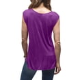 thumbnail image 2 of Women's Tank Top Round Neck Solid Color Casual Loose Sleeveless Basic T-Shirt Summer Shirt, 2 of 3