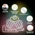 thumbnail image 4 of UPONRAY Cheers Neon Signs, 15.7"*12.5" Dimmable & USB-Powered LED Neon Light, Stylish Wall Decor for Bar, Party, Restaurant, Living Room, Man Cave, 4 of 7