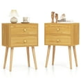thumbnail image 1 of Giantex Nightstand W/2 Drawers, End Side Table w/Natural Legs for Small Spaces(2, Natural), 1 of 8