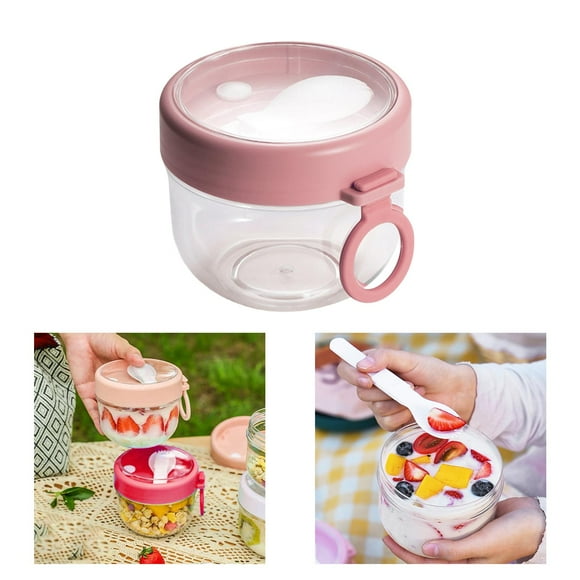 Contenedor de durante la noche Macarena tón de Yogurt hermético reutilizable 600ml rosa