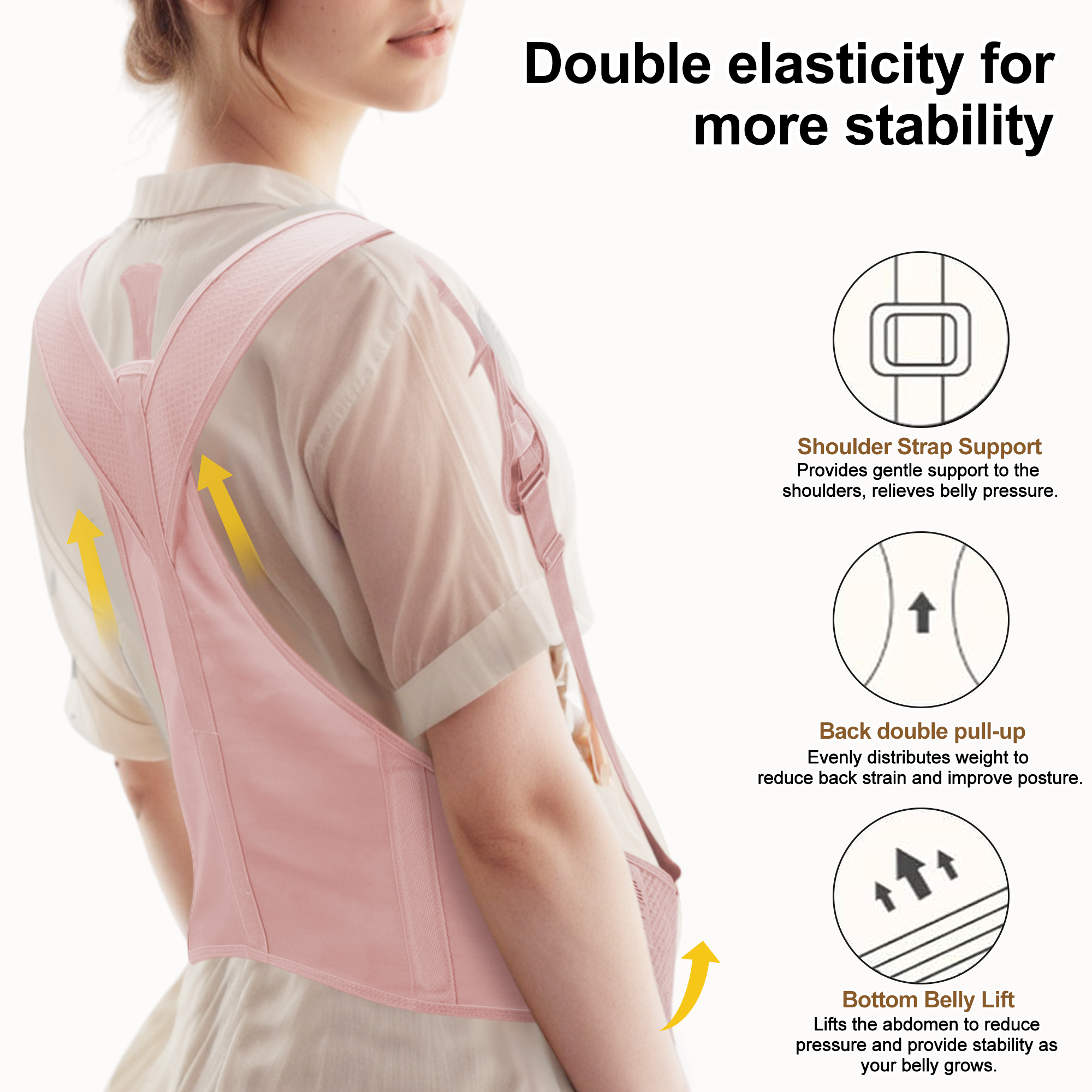 Unique Bargains Pregnancy Belly Band with Adjustable Straps 1 Pc Large Pink