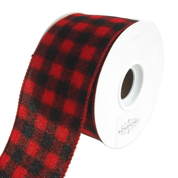 Buffalo Plaid Wired Flannel Christmas Holiday Ribbon, Red/Black, 2-1/2-Inch, 10-Yard