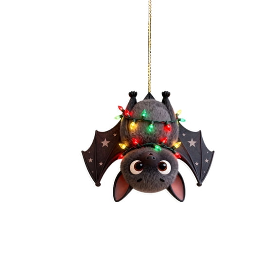 YuanGuangQ 2D Flat Acrylic Bat Hanging Ornament, Glowing Pendant with Colorful Light Decor, Festive Tree Embellishment for Window, Wall, Holiday Party Display