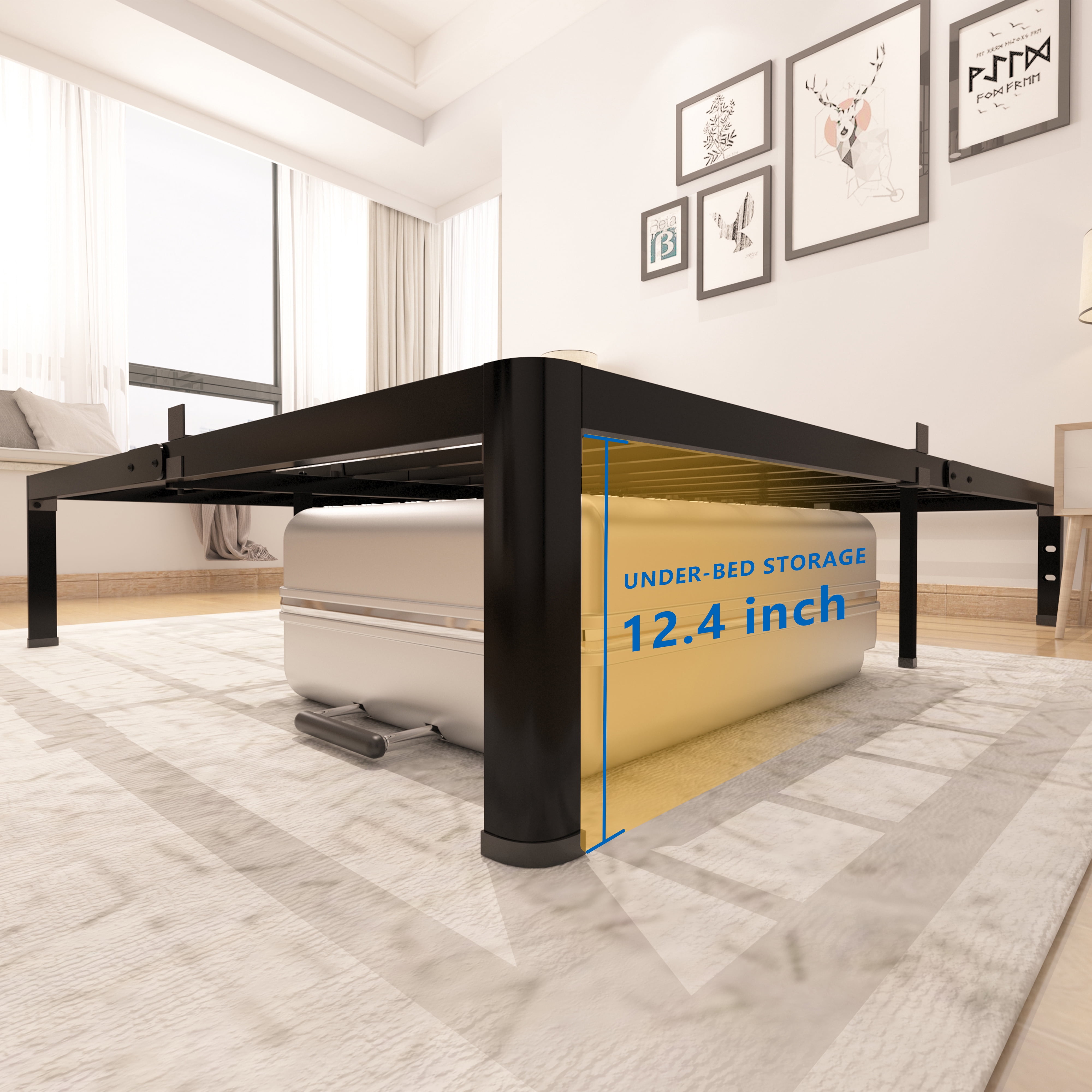 yookare 14 Inch King Platform Bed Frame 3500lbs Heavy Duty Metal Black