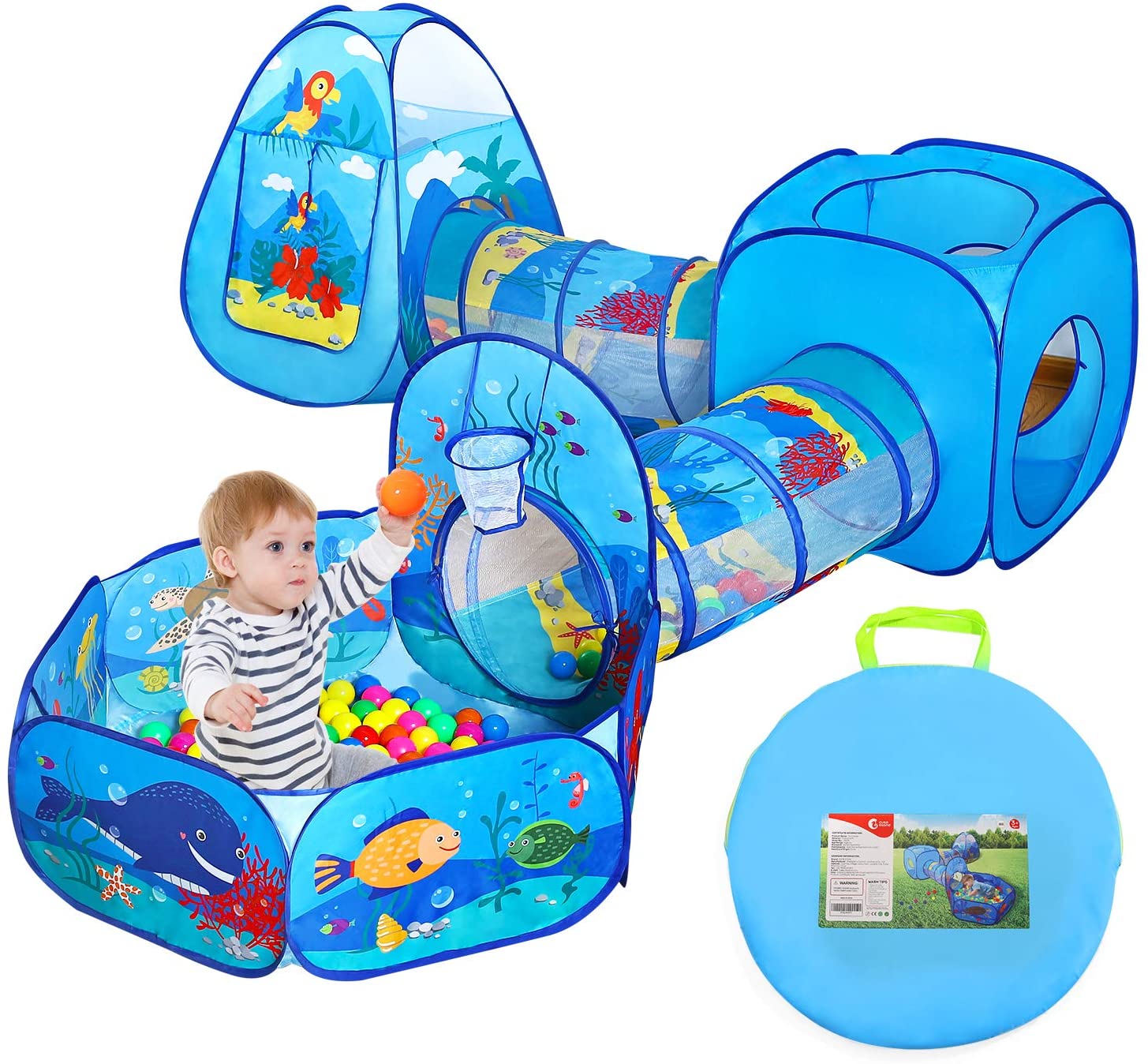 Ball Pit Tunnels and Play Tent for Toddlers, Baby Indoor Playground for