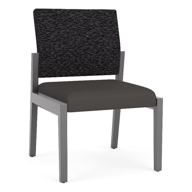 Pemberly Row Waiting Reception Armless Guest Chair Wood Frame in Gray