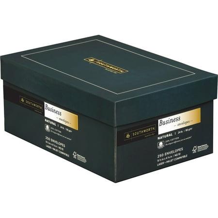 UPC: 0083514896260 | Southworth  SOUJ404N10  25% Cotton No. 10 Business Envelopes  250 / Box  Natural White (Ivory)