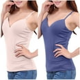thumbnail image 4 of QUINDOS Built in Bras Removable Tank Tops for Women Athletic 2 Pack Summer Camisoles for Women V-Neck Spaghetti Strap Multi Pack Yoga Sleeveless Shirts Tops Slim Fitted Solid Color Undershirts, 4 of 4