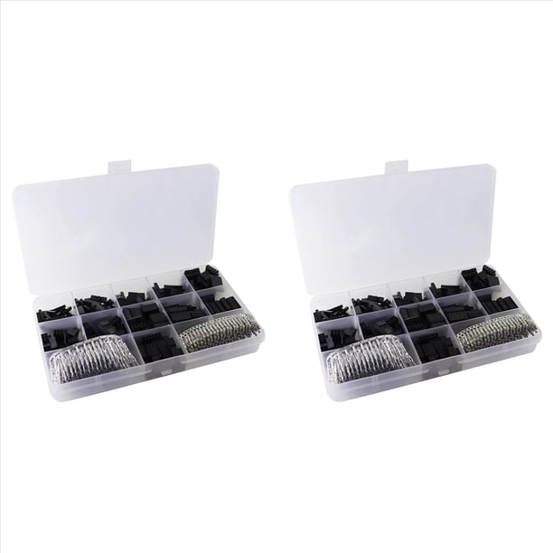 1240 Piezas Conector de 2,54Mm, Kit de Carcasa de Cabezal de Cable de Puente de Cable , Pines de Crimpado Macho + Conector de Clavija Hembra