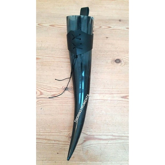 Natural Drinking Horn With Black Leather Holder Best Gifting Item