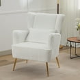 thumbnail image 5 of Corduroy Accent Chair Set of 2,Mid Century Modern Armchairs with Pillow, Thick Cushions & Gold Legs, Upholstered Comfy Living Room/Bedroom Chairs, White, 5 of 14