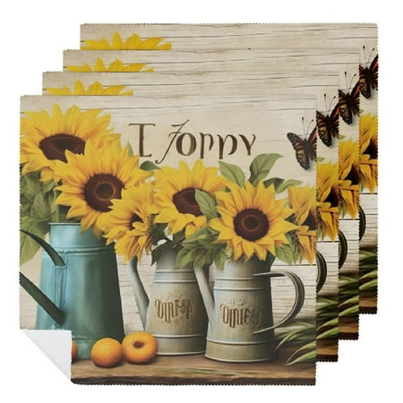 

Facannap Sunflowers Cloth Napkin Reusable Party Dinner Decoration Washable Napkins Set of 6 6 PCS
