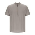 thumbnail image 5 of DDAPJ pyju Men's Casual Henley Shirt Short Sleeve Band Collar T-Shirts Summer Beach Hippie Shirts Rebajas del día Gray M, 5 of 9