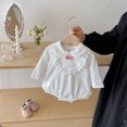 thumbnail image 4 of LYHaoo Girls' Spring And Autumn Clothing Dress With Long Sleeves Stylish With Frilly Collar Suitable For Outdoor Crawling Size 0 18M Girls Jumpsuit Romper 6-9 Months Pink(Toddler), 4 of 4