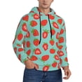 thumbnail image 2 of Honeii Hand Drawn Strawberry Pattern Mens Hoodies Men's Loose Sleeve Sweatshirt,Pullover Hooded Sweatshirt for Men,Essentials Hoodie-Large, 2 of 7