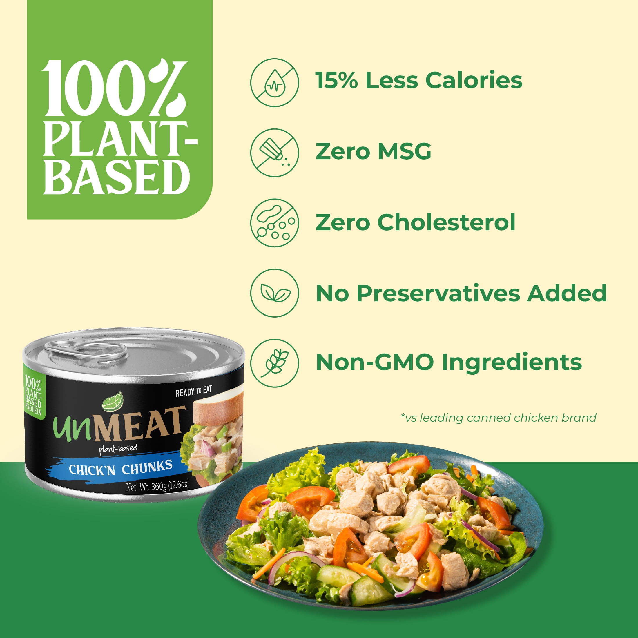 (2 pack) unMEAT Plant-Based Chicken Breast Chunks, 12.6 oz Can