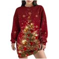 thumbnail image 1 of Pisexur Robes pour Femmes Noël Décontracté Robe Chandail à Col Rond Manches Longues Imprimé de Noël Robe des Fêtes Mode Automne Robe Courte, 1 of 3