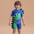 thumbnail image 5 of BULLPIANO Toddler Boy Swimsuit One Piece Zip Bathing Suit Short Sleeve Rash Guard Sunsuits with UPF50+ Sun Protection,Size 5-6 Years, 5 of 9