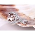 thumbnail image 3 of HeartsAndYou 3.5ct Natural Morganite Diamond Ring Twist Shank Halo 100% 14k SOLID White Gold, 3 of 9