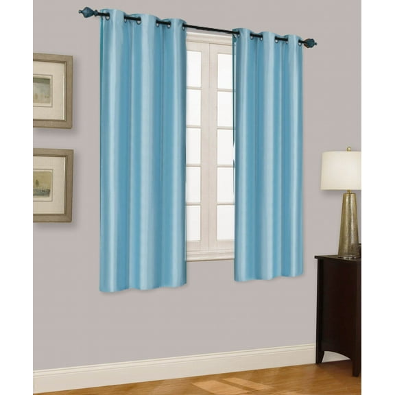 VELVET LIGHT BLUE BLACKOUT ENERGY EFFICIENT THERMAL PANEL WINDOW GROMMET DRAPE LIGHT FILTERING SIZE 35" WIDE X 63" LENGTH EACH PANEL