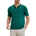 thumbnail image 5 of Polo formal para hombres INSPIRE CHIC de color sólido, de manga corta, con cremallera, corte ajustado, clásico, talla XL, color verde para el Día del Padre, 5 of 5